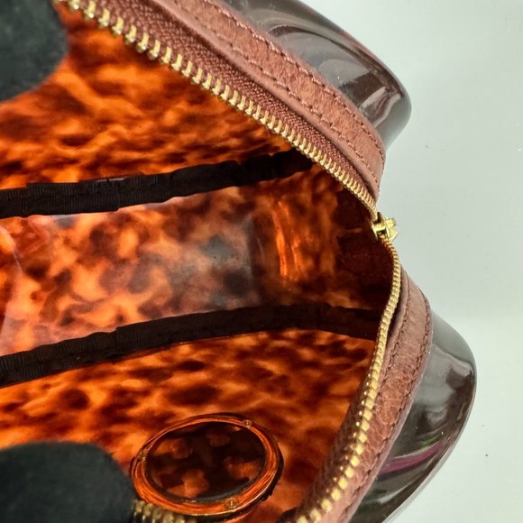 Tory Burch Clear Tortoise Shell PVC Small Zip Cosmetic Bag - Picture 13 of 14